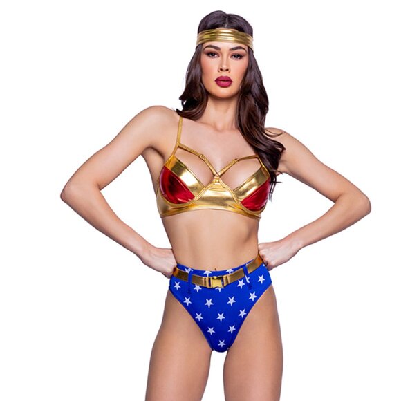 S Woman Power Wonder Women Costume 4-Pc - Picture 1 of 3